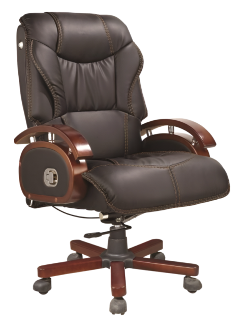 Havanna Ceo Executive Chair – Triple-layer Premium Rexine Polyester Seating – Lumbar Back Support – 360 Degree Rotation – Wooden Armrests-180^ Back Recline- Woodn Footer Height Adj. Featu